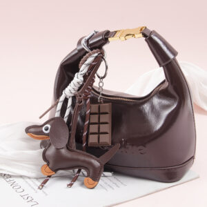 C style dachshund chocolate + ordinary silicone rope-brown