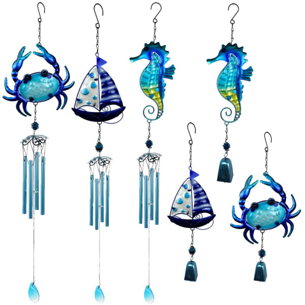 Wholesale Cross-border New Products Ocean Series Wind Bell Crab Seahorse Sailing Mediterranean Hanging Decoration Hawaii Home Garden Decoration