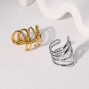 PVD Coated Real Gold Plated 18K Gold Irregular 304 Stainless Steel Modern Style Simple Style IG Style Waterproof Non Tarnish Open Rings