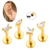 Wholesale Fashionable Geometric Stainless Steel Zircon Screw Ear Bone Studs Style Lip Studs Piercing Jewelry For Women