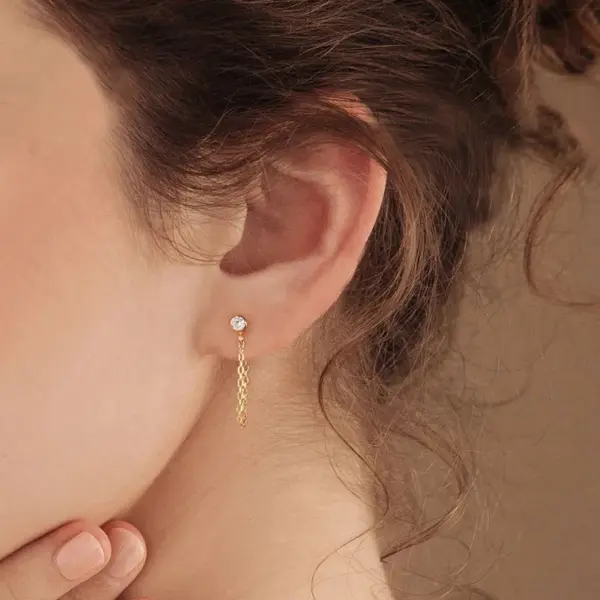 Wholesale PVD Coated 14K Gold Rose Gold Real Gold Plated Geometric Stainless Steel Simple Style Waterproof Non Tarnish Drop Earrings