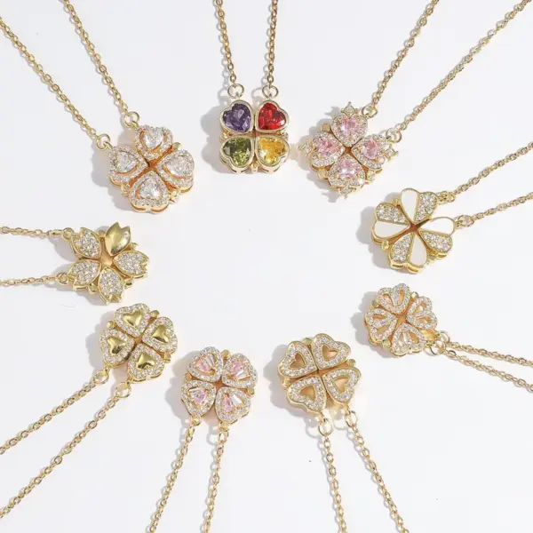 Wholesale Jewelry Vacation Classic Style Heart Shape Titanium Steel Zircon Inlay Pendant Necklace Cable Chain