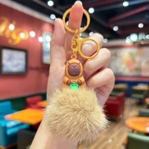 Brown fur ball [green turtle] / 8.6*5.5cm