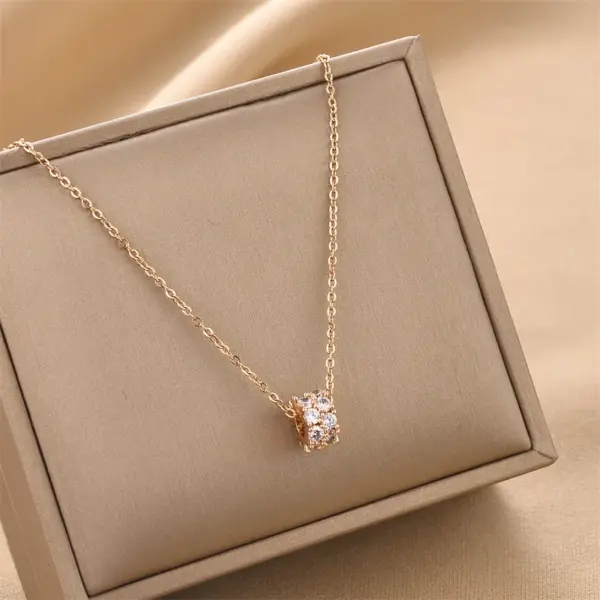Real Gold Plated Round 304 Stainless Steel Fashion Waterproof Non Tarnish Necklace