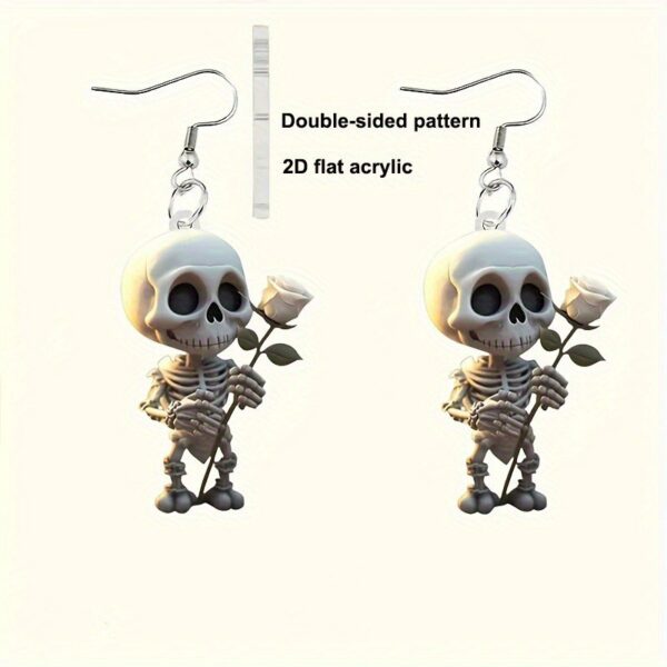 Wholesale Acrylic Skull and Rose Acrylic Earringsv