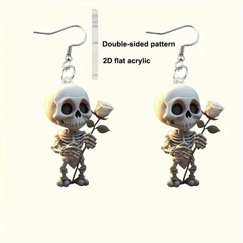 Wholesale Acrylic Skull and Rose Acrylic Earringsv