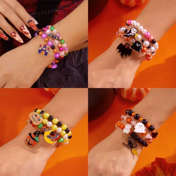 oly-cc59a65d2029f1dcd8852dfeb3f6cd1e Wholesale 2025 New Halloween Element Pumpkin Ghost Bracelet Women's Design Colorful Elastic Beaded Bracelet