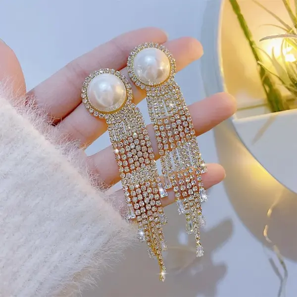 1 Pair Sweet Heart Shape Butterfly Bow Knot Inlay Copper Artificial Pearls Rhinestones Earrings