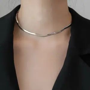 [H693] 30 10 Blade Chain Necklace / Steel Color