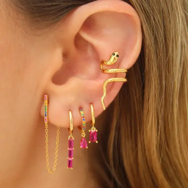 Women's Fashion Square Copper Earrings Inlaid Zircon Zircon Copper Earrings