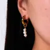 Wholesale PVD Coated Real Gold Plated 18K Gold Flower 201 Stainless Steel IG Style Sweet Waterproof Non Tarnish Drop Earrings
