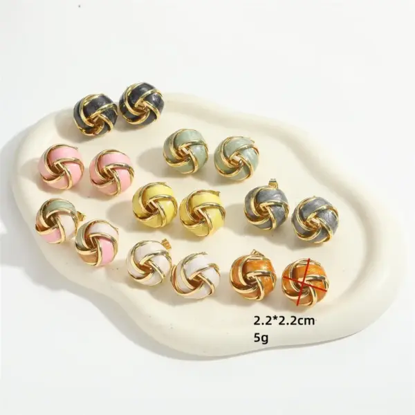 Wholesale 1 Pair Elegant Round Copper 14K Gold Plated Ear Studs