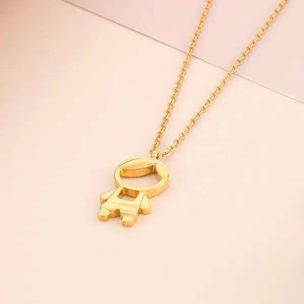 Wholesale 304 Stainless Steel Cartoon Character PVD Coated Artificial Diamond 18K Real Gold Plated Cute Waterproof Non Tarnish Plating Inlay Cable Chain Pendant Necklace