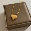 Wholesale PVD Coated Real Gold Plated 16K White Plating Heart Shape 304 Stainless Steel Modern Style Artistic Waterproof Non Tarnish Pendant Necklace