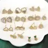 Wholesale Korean Copper Micro-set Zircon Peach Heart Pineapple Geometric Sweet Earrings