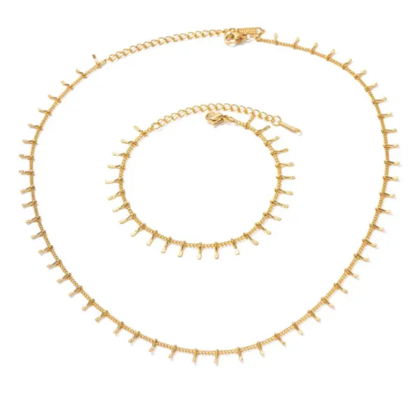 Wholesale 304 Stainless Steel Geometric PVD Coated 18K Gold Plated Real Gold Plated INS Style Waterproof Non Tarnish Plating Gold Necklace