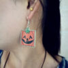Wholesale Cross-Border Amazon Acrylic Pumpkin Head Luminous Earrings Halloween Funny Horror Creative Party Earrings