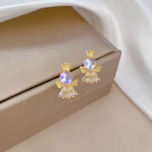 D420 Stud Earrings [Silver Needle Copper Gold Plating]]