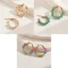 Wholesale 1 Pair Vacation Flower Plating 201 Stainless Steel Plastic 18K Gold Plated Hoop Earrings