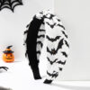 Wholesale Fabric Halloween Spider Skull Pumpkin Knotted Wide Brim Headband