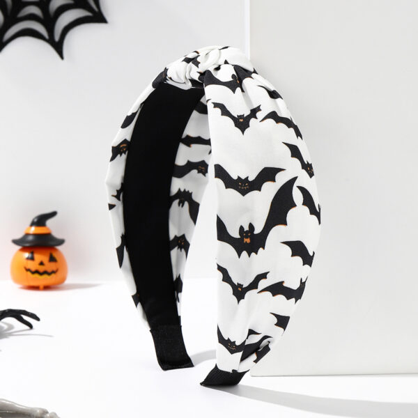 Wholesale Fabric Halloween Spider Skull Pumpkin Knotted Wide Brim Headband