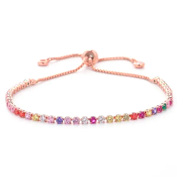Wholesale Simple Single Row Multicolor Zircon Copper Bracelet