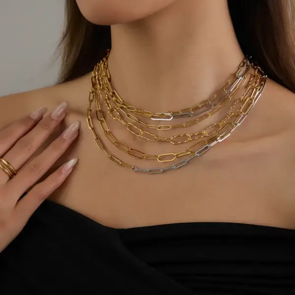 PVD Coated Real Gold Plated Geometric 316 Stainless Steel Simple Style Commute Waterproof Non Tarnish 316 Stainless Steel Chain Necklace