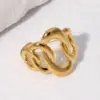 Wholesale PVD Coated Real Gold Plated 18K Gold Oval Solid Color 304 Stainless Steel Simple Style Waterproof Non Tarnish Open Ring