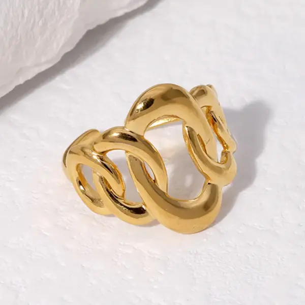 Wholesale PVD Coated Real Gold Plated 18K Gold Oval Solid Color 304 Stainless Steel Simple Style Waterproof Non Tarnish Open Ring