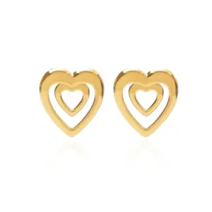Double Love Heart Stud Earrings / Cash commodity and quick delivery