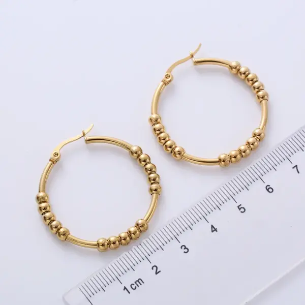 Wholesale PVD Coated 18K Gold Plated Round 304 Stainless Steel Fashion Waterproof Non Tarnish Earrings