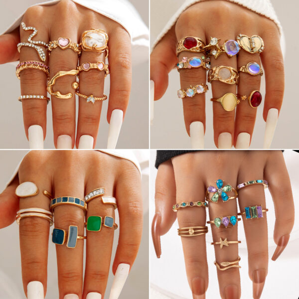 Wholesale Geometric irregular fashion ring set