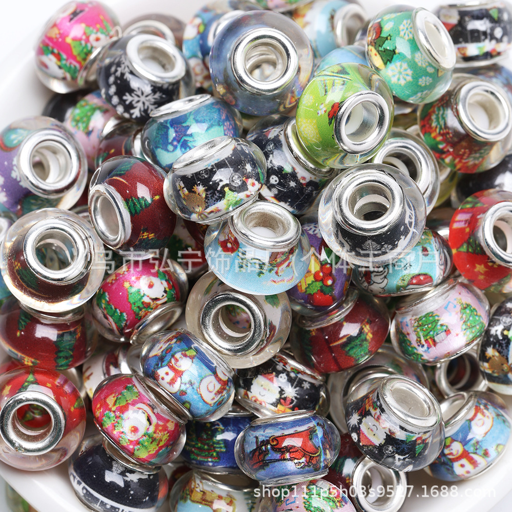 Wholesale Resin Christmas Series Large Hole Beads
