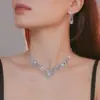 Wholesale Fashion Water Droplets Tassel Artificial Crystal Metal Inlay Rhinestones Earrings Necklace 1 Set