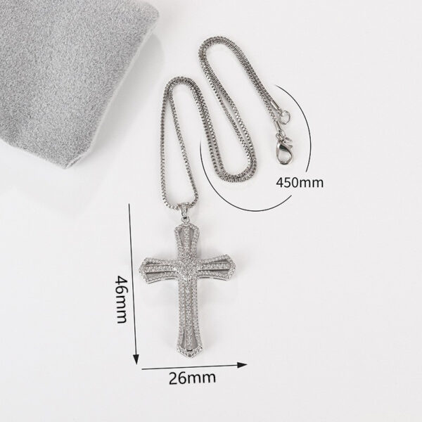 Wholesale Cross-border European and American New Cross necklace men and women zircon pendant clavicle chain jewelry full diamond factory direct supply