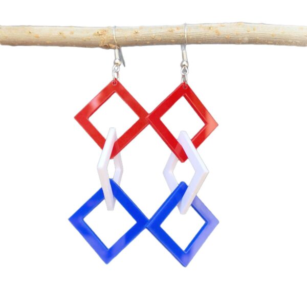 Wholesale Cross-border US Independence Day Stereo Rotating Love Round Square Triangle Acrylic Earrings Festival Earrings