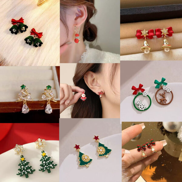 Wholesale Christmas series asymmetrical earrings