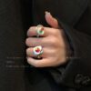 Wholesale Multi-Element ~ vintage beaded ring for women trendy light luxury niche design index finger ring cold wind elastic stacked ring