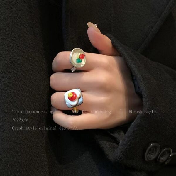 Wholesale Multi-Element ~ vintage beaded ring for women trendy light luxury niche design index finger ring cold wind elastic stacked ring