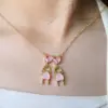 Wholesale Vintage Style Cartoon Character Doll Heart Shape Copper Plating Inlay Zircon Pendant Necklace