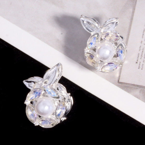 Wholesale Double-Sided Alloy Pearl Rhinestone Stereo Apple Diamond Ball Straight Hole Beads DIY Mobile Phone Chain Keychain Necklace Accessories