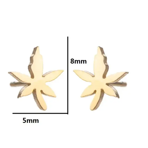 Wholesale Ion Plating (IP) 18K Gold Real Gold Plated Maple Leaf Flower Stainless Steel Fashion Waterproof Non Tarnish Ear Studs