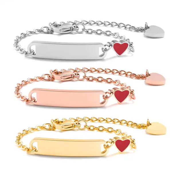 Wholesale PVD Coated Gold Plated Heart Shape Rectangle Stainless Steel Simple Style Waterproof Non Tarnish 201 Stainless Steel Bracelets