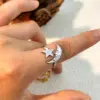 Wholesale PVD Coated Real Gold Plated 18K Gold Star Moon 304 Stainless Steel Casual Retro Waterproof Non Tarnish Open Rings