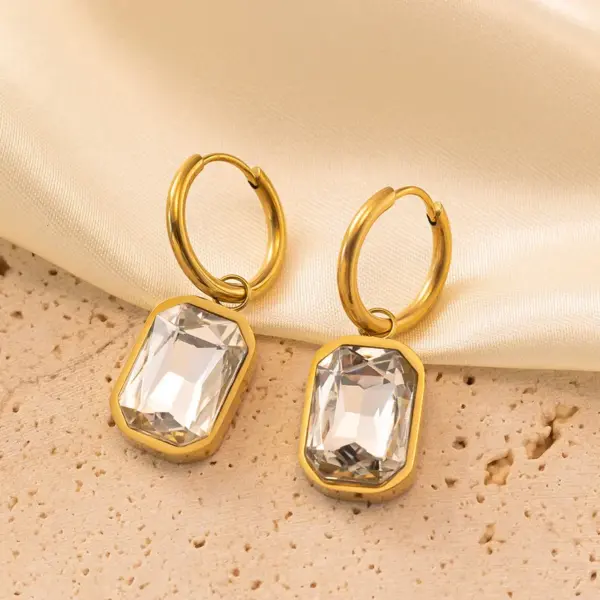 Wholesale PVD Coated Real Gold Plated 18K Gold Geometric Solid Color 304 Stainless Steel Retro Classic Style Waterproof Non Tarnish Drop Earrings
