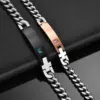 Wholesale Lettering Bracelet Stainless Steel Chain Diamond Couple Id Bracelet
