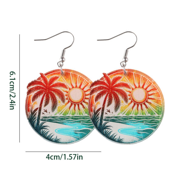 Wholesale Cross-border New Holiday Style Colorful Tropical Palm Tree Coconut Tree Sun Acrylic Pendant Earrings Beach Earrings
