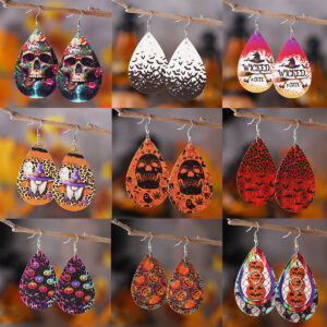 Wholesale Halloween Gothic PU Leather Earrings