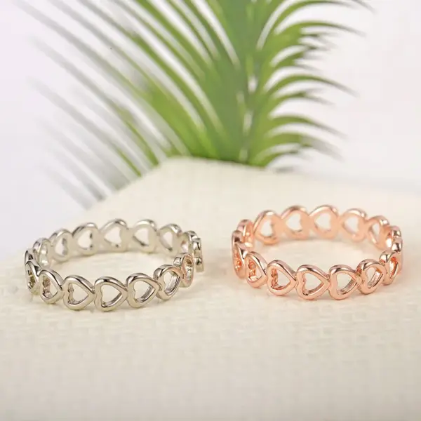 Wholesale New Fashion Ring Jewelrycreative Metal Copper Electroplating Ring Adjustable Ladies Hollow Love Ring