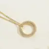 Wholesale Copper 14K Gold Plated White Gold Plated Simple Style Circle Inlay Zircon Pendant Necklace